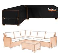Enzeno Copri mobili da giardino impermeabili, tessuto Oxford 420D, copridivano per divano esterno a forma di L, copridivano per divano angolare in rattan con nastro impermeabile (222x286x87CM) lato