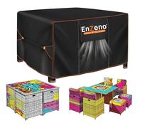 Enzeno - Set di coperture impermeabili per mobili da giardino, quadrate per tavolo e sedie da esterno, resistenti alle intemperie, in rattan da giardino, 124,5 x 124,5 x 71,1 cm, nero