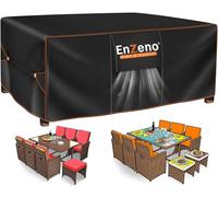 Enzeno - Set di coperture impermeabili per mobili da giardino, rettangolari, per tavolo e sedie da esterno, resistenti alle intemperie, coperture per protezione, 213,4 x 111,8 x 71,1 cm, nero