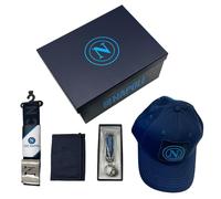 Enzo Castellano SSC NAPOLI Set Box Idea Regalo Natale o Compleanno, 4 prodotti, Cappello, Cintura, Portafoglio e portachiavi, Prodotto Ufficiale