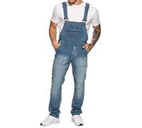 Enzo Men's EZD390 VEN Denim Dungarees Overalls, Light Stonewash, 50
