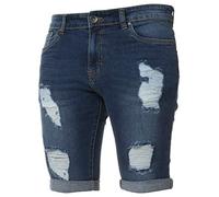 Enzo - Pantaloncini aderenti elasticizzati da uomo, lunghezza al ginocchio, jeans a metà pantaloni
