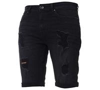 Enzo - Pantaloncini aderenti elasticizzati da uomo, lunghezza al ginocchio, jeans a metà pantaloni