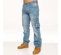 Enzo Pantaloni Cargo Combat Heavy Work In Denim Taglie Grandi UK