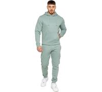 Enzo Uomo Tuta Pullover IN Pile Invernale Felpa con Cappuccio & Cargo Joggers