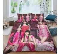 EOASNRTCB Blackpink Copripiumino, Set Di Biancheria Da Letto Con Blackpink Stampati in 3D,con Federe,cerniera Nascosta,copripiumino Comfort in Microfibra Double（200x200cm）