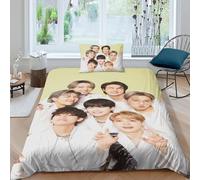 EOASNRTCB BTS Bulletproof Boy Set Copripiumino Con Federe Set Di Biancheria Da Letto Stampato in 3D Con Chiusura A Cerniera Microfibra Morbida Ipoallergenica Single（135x200cm）