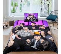 EOASNRTCB BTS Bulletproof Boy Set Copripiumino Set Biancheria Da Letto in Microfibra 3D Confortevole Federa Copripiumino Con Chiusura A Cerniera Resistente, Traspirante Single（135x200cm）