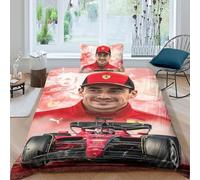 EOASNRTCB Charles Leclerc Copripiumino Bambini Biancheria Da Letto Per Bambini Microfibra Copripiumino+Federa Con Cerniera Nascosta, Morbido E Confortevole Single（135x200cm）