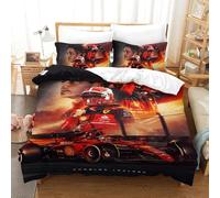 EOASNRTCB Copripiumino Adolescente Di Charles Leclerc, Copripiumini in Microfibra Per Bambini Adulti, Set Di Biancheria Da Letto Con Nascosta Cerniera Federe Single（140x200cm）