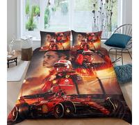 EOASNRTCB Copripiumino Da Charles Leclerc,set Di Biancheria Da Letto F1 Racing Stampati in 3D,con Federe,cerniera Nascosta,copripiumino Comfort in Microfibra King（220x240cm）