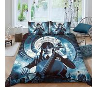 EOASNRTCB Copripiumino Da Wednesday,set Di Biancheria Da Letto Con Addams in 3D, Federe,cerniera Nascosta,copripiumino I Bambini in Microfibra Double（200x200cm）