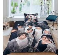 EOASNRTCB Copripiumino Per Stray Kids 3D, Set Di Biancheria Da Letto A Tema Stray Kids, Set Di Biancheria Da Letto Per Microfibra,cper Adulti E Bambinic Single(135x200cm)