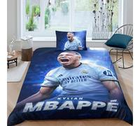 EOASNRTCB Mbappé Copripiumino Bambini Biancheria Da Letto Per Bambini Microfibra Copripiumino+Federa Con Cerniera Nascosta, Morbido E Confortevole Single（135x200cm）