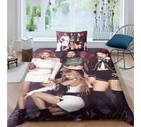EOASNRTCB Set Copripiumino Con Blackpink, Set Di Biancheria Da Letto Per Bambini, Microfibra Con Copripiumini + Federe - Prevenire L' Umidit, Anallergico Single（135x200cm）