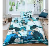 EOASNRTCB Set Copripiumino Per Bambini, Set Di Biancheria Da Letto Con Stampa Di Stray Kids Con Federa, Decorazione Della Camera Da Letto Delle Ragazze Dei Ragazzi Single(135x200cm)