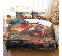 EOASNRTCB Set Copripiumino, Set 3D Con Motivo Di Charles Leclerc, Set Di Biancheria Da Letto Per Bambini E Ragazze, Decorazione Per Camera Da Letto, Motivo F1 Racing Single（140x200cm）