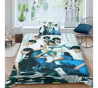 EOASNRTCB Set Copripiumino Stray Kids 3D Stampato Set Biancheria Da Letto Set Copripiumino in Microfibra Morbida Con Chiusura A Cerniera E Federe Cuscino Single（135x200cm）