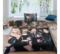 EOASNRTCB Set Di Biancheria Da Letto 3D Con Blackpink,per Adolescenti, Blackpink, Copripiumino in Microfibra, Con Nascosta Chiusura Lampo E Federe Single(135x200cm)