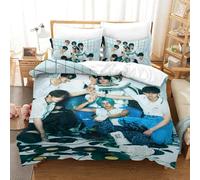 EOASNRTCB Set Di Biancheria Da Letto 3D Con Stray Kids,per Adolescenti, Stray Kids, Copripiumino in Microfibra, Con Nascosta Chiusura Lampo E Federe Single(140x200cm)