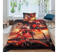 EOASNRTCB Set Di Biancheria Da Letto in Microfibra Con Stampa 3D Charles Leclerc, Copripiumino E Federa Con Chiusura A Cerniera, Morbido Copripiumino Per Uomo, Donna E Bambini Single（135x200cm）