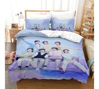EOASNRTCB Set Di Biancheria Da Letto Per Bambini, Con Copripiumino E Federe, Motivo BTS Bulletproof Boy, in Microfibra, Con Nascosta Chiusura Lampo Single（140x200cm）