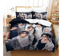 EOASNRTCB Stray Kids Copripiumino Stampato 3D Con Federe Set Di Biancheria Da Letto Per Con Chiusura A Cernierra Set Di Copripiumino in Microfibra Morbida Single（140x200cm）