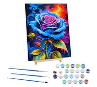 EOBROMD Dipingere con i Numeri Adulti Rose, Fantasia Paint by Numbers Kits, Tela Senza Rughe con Pittura con i Numeri, Tra Cui Cornice in Legno e Cavalletto, Decorazione Domestica 30x40cm