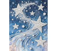 EOBROMD Kit per pittura fai da te a forma di stella, decorazione con strass e perline colorate, tela con strumenti fai da te, kit per pittura con perle