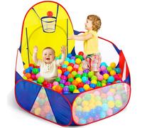 Eocolz - Grande vasca per palline per bambini - Tenda pop-up per bambini - Casa da gioco - Parco per arrampicata con canestro da basket e sacca di stoccaggio con cerniera - 120 cm (Blu)