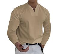 EODJXIO Camicetta Uomo con Scollo a V e Maniche Lunghe per Stagioni Casual Autunno Inverno Magliette da Lavoro Manica Corta t-Shirt Maglie Intime Cotone