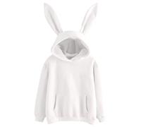 EODJXIO Felpa con Cappuccio in Pile Orecchie uniche, a Maniche Lunghe, Casual, Morbida e Calda, per l'Abbigliamento Quotidiano Le attività all'aperto. (White, S)