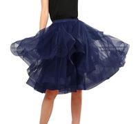 EODJXIO Gonna a Rete Elegante per Donna Abito da Ballo e tutù da Balletto con Effetto Ciuffo (Navy, XL)