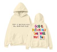 EODJXIO nel 2025 sarà Disponibile la Felpa Lady with in God. con Cappuccio The God Is Her Heart And She Will Not Fall Down. (Beige, XL)