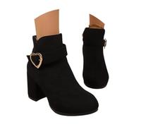 EODJXIO Scarpe Donna Invernali,Stivali alla Moda Oversize per Il Commercio Internazionale, Stivali con Tacco Spesso, retrò Plissettati, Snelli, Punta Affilata Polacchine