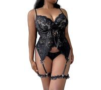 EODJXIO Sottoveste Donna Sexy Nero Raso Pizzo Completini Hot per Sesso Pelle Mutande Senza Cuciture Brasiliana Body Elegante da Cerimonia Cosplay Segretaria Lingerie