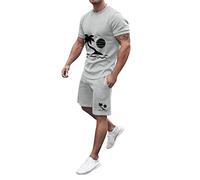 EODJXIO Sportiva Regolare Completi Running Uomo Lunghi Estivo Corto Tuta Jogging in Cotone e Lino Completa Casual Canottiera e Pantaloncini