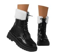 EODJXIO Stivali Pelosi Calzino Donna Tacchi a Spillo Invernali in Pelle da Stivaletti Impermeabili con Tacco Grosso alti