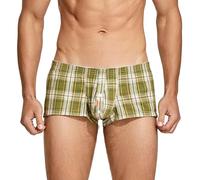 EODJXIO Tanga Uomo Bianco Cotone Mutande Boxer Nere Intimo Slip Pantaloncini da in Scozzese Comodo Cinturino Casual Pantaloni Alta Voce (Green, M)