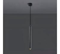 EOEO Lampada a Sospensione Cilindrica Lunga LED 7W 3 Temperature di Colore Moderna Metallo Nero Applique Sospensione Regolabile 2M Lampadario Minimalista Lampada da Comodino Deco Per Camera da Letto