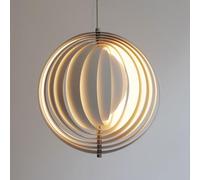 EOEO Lampada a Sospensione Creativa Nordica E27 Regolabile in Metallo Bianco Lampadario Decorativa con Paralume Girevole a 360° Lampadario Minimalista Lampada a Luna Creativa Senza Sorgente Luminosa