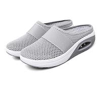 Eogrokerr Pantofole morbide per donne signore, sandali ortopedici a rete con cuscino d'aria, pantofole casual traspiranti, Grigio, 40 EU