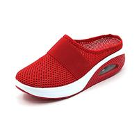Eogrokerr Pantofole morbide per donne signore, sandali ortopedici a rete con cuscino d'aria, slip on traspirante casual, Rosso, 37 EU