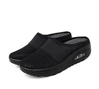 Eogrokerr Pantofole morbide per donne signore, sandali ortopedici a rete con cuscino d'aria, slip on traspirante casual, Nero , 37 EU