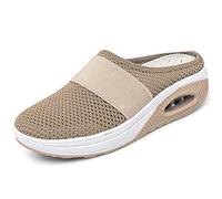 Eogrokerr Pantofole morbide per donne signore, sandali ortopedici a rete con cuscino d'aria, slip on traspirante casual, cachi, 38 EU