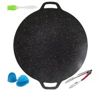 Eoixuqba Padella Grill Coreana,Padella Tonda Antiaderente con Manici - Utensili Per Barbecue E Attrezzi Da Cucina Con Spazzola Guanti E Pinze - per Casa Campeggio Viaggi Riunioni Familiari e Pranzi