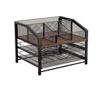 Eoixuqba Portacapsule Caffè - Ripiano in Metallo e Legno con Cassetto Grande Capacità - Organizer per coffee bar | Per casa, cucina, piano di lavoro, mobiletto, scrivania, parete, frigorifero, bar,