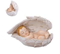 Eoixuqba Statuine Presepe Piccole - Artigianato Sacro | Bambino Gesù Dormiente in Resina con d'Angelo per Vetrina Scrivania Comodino Tavolino