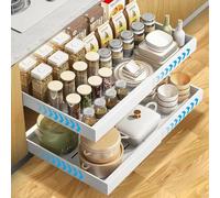 EOJDDPA 2 cassetti telescopici con sistema a binario, cassetto estraibile da cucina senza foratura, cassetto estraibile per mobili da cucina, organizer per cassetti 42x68cm