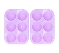 EOJDDPA 2 Pezzi 6 Griglie Stampo Emisferico per Torta al Cioccolato Silicone Bakeware Antiaderente Accessori da per Cottura di Muffin Pane Mousse Brownies Viola 19,5x13,3 cm